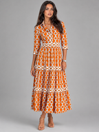 Robe midi imprimé chaîne pour femme été