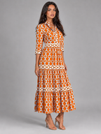 Robe midi imprimé chaîne pour femme été
