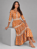 Robe midi imprimé chaîne pour femme été