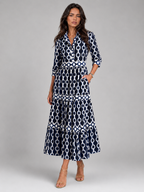 Robe midi imprimé chaîne pour femme été