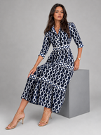 Robe midi imprimé chaîne pour femme été