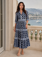 Robe midi imprimé chaîne pour femme été