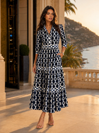 Robe midi imprimé chaîne pour femme été
