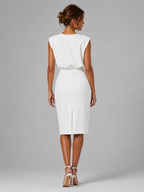 Keyhole Neck Ruched Midi Dress Cocktail Women