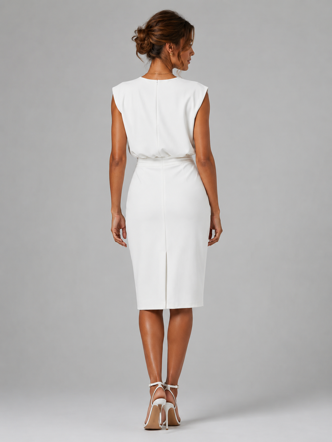 Keyhole Neck Ruched Midi Dress Cocktail Women
