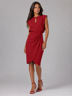 Keyhole Neck Ruched Midi Dress Cocktail Women