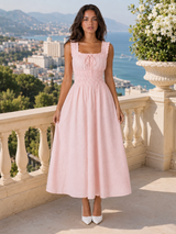 Robe midi fleurie texturée à taille froncée pour femme été