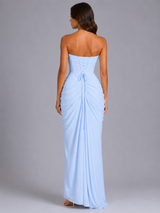 Robe maxi drapée bustier pour invitée de mariage