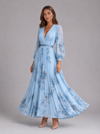 Robe maxi plissée en ligne A fleurie pour invitée de mariage