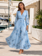 Robe maxi plissée en ligne A fleurie pour invitée de mariage
