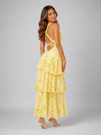 V Neck Tiered Ruffle Maxi Dress Summer Women
