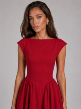 Vestido midi estructurado con mangas cortas para cóctel de mujer