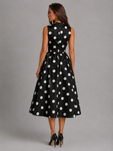 Vestido midi con escote en V y lunares para mujer de verano