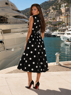 Vestido midi con escote en V y lunares para mujer de verano