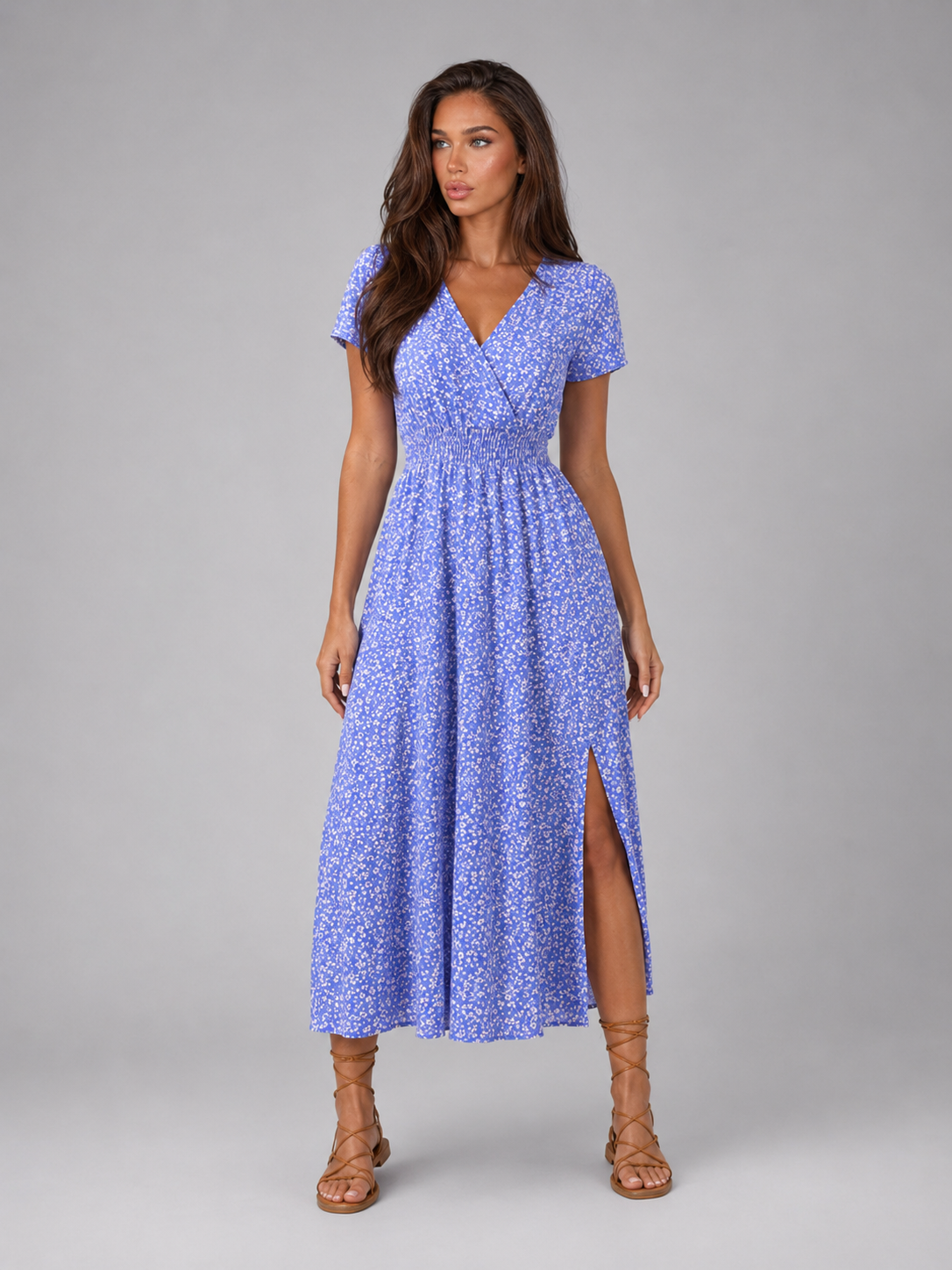 Vestido maxi con mangas mariposa floral para mujer de verano