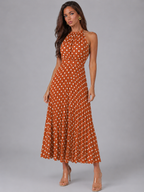 Vestido midi halter con lunares para mujer de verano