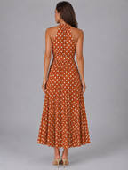 Vestido midi halter con lunares para mujer de verano