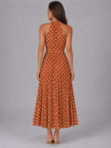 Robe midi dos nu à pois été femme