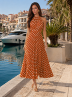 Vestido midi halter con lunares para mujer de verano