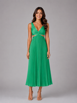 Pleated Cutout Midi Dress Cocktail Women