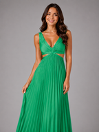 Vestido midi plisado con recortes para cóctel de mujer