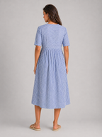Striped Button Detail Midi Dress Summer Women