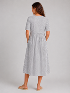 Striped Button Detail Midi Dress Summer Women
