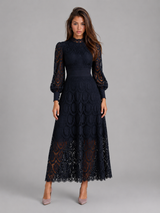 Robe midi en dentelle cocktail femme
