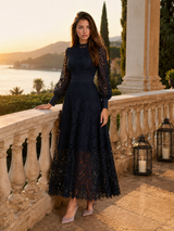 Robe midi en dentelle cocktail femme