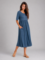 Robe midi effet lin été femme