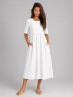 Robe midi effet lin été femme