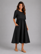 Robe midi effet lin été femme
