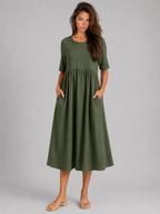 Robe midi effet lin été femme