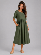 Robe midi effet lin été femme