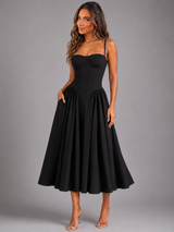 Corset Lace-Up Full Skirt Midi Dress Cocktail Women