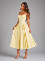 Corset Lace-Up Full Skirt Midi Dress Cocktail Women