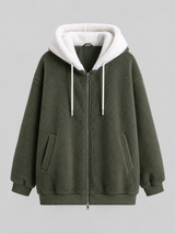Sherpa-Lined Hooded Puffer Jacket for Women