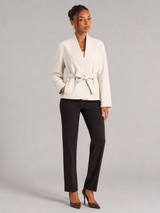 Women's Belted Wrap Jacket With Shawl Collar