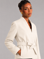 Women's Belted Wrap Jacket With Shawl Collar