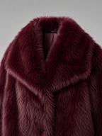 Cropped faux fur jacket – plush texture detail – Nude & Nero