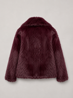 Cropped faux fur jacket – back view – Nude & Nero