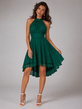 Robe à col halter style chiffon pour invité de mariage