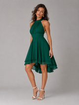 Robe à col halter style chiffon pour invité de mariage