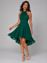 Robe à col halter style chiffon pour invité de mariage