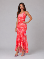 Robe maxi florale à une épaule pour femme en été