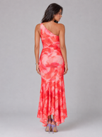 Robe maxi florale à une épaule pour femme en été