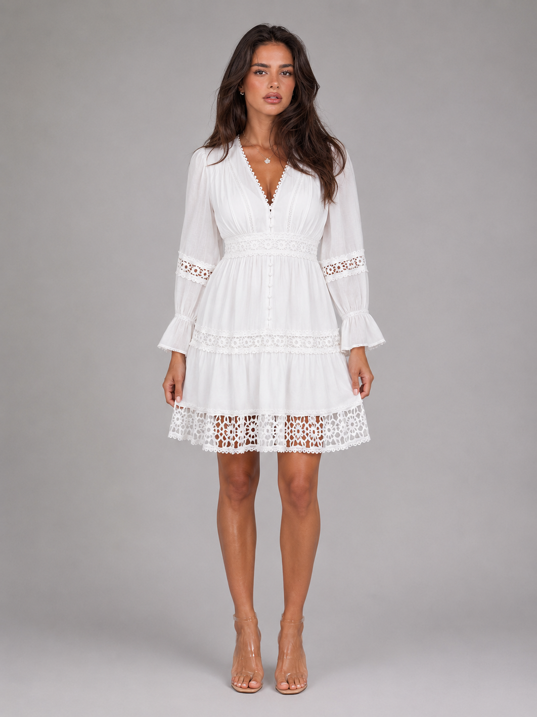 Robe midi à bordure en dentelle pour femme en été