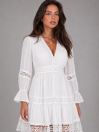 Robe midi à bordure en dentelle pour femme en été