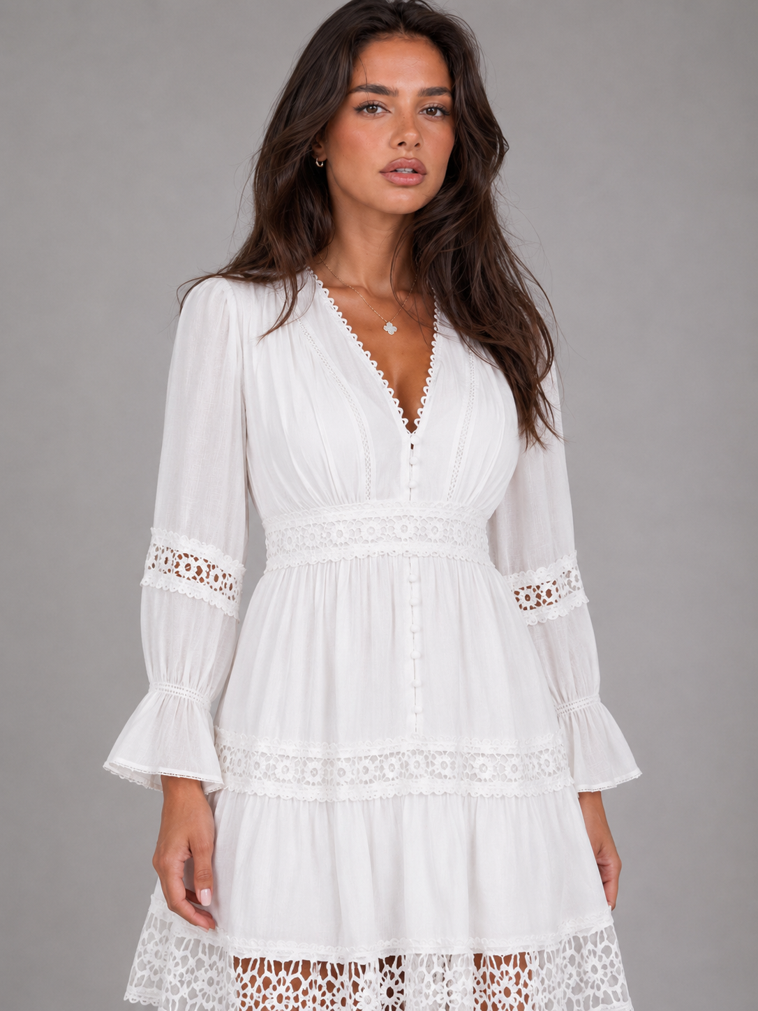 Robe midi à bordure en dentelle pour femme en été