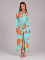 Robe chemise midi rayée à nœud torsadé pour femme en été